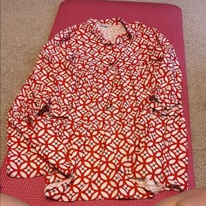 Zele Red and White Graphic Button Down Shirt